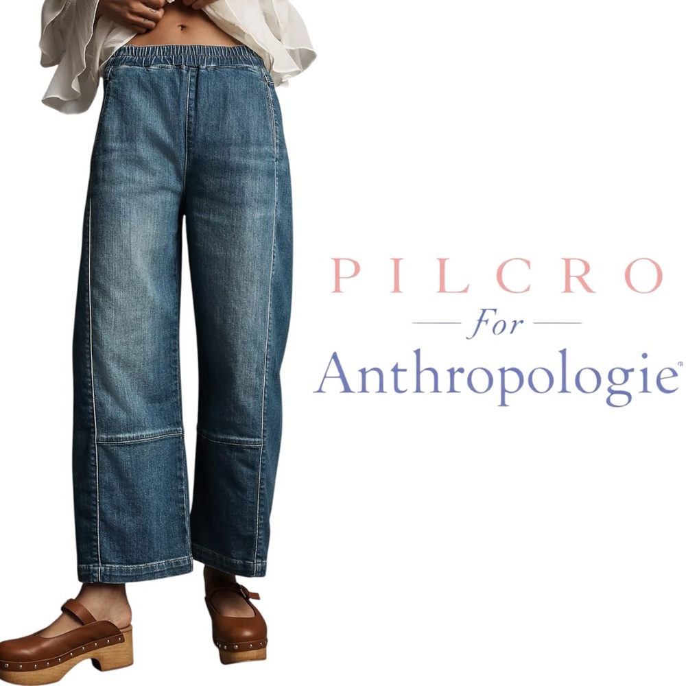 Anthropologie Izzie Relaxed Pull-On Barrel Jeans by Pilcro Size M